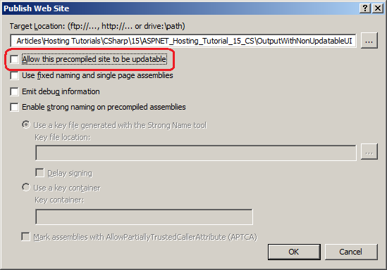 Screenshot of ASP.NET command prompt with aspnet_compiler.exe command.