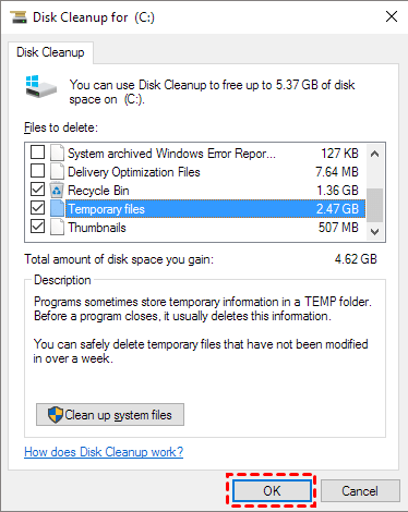 Select "Storage" and then choose the drive where your operating system is installed (usually the C: drive).
Click on "Temporary files" or "Disk cleanup."