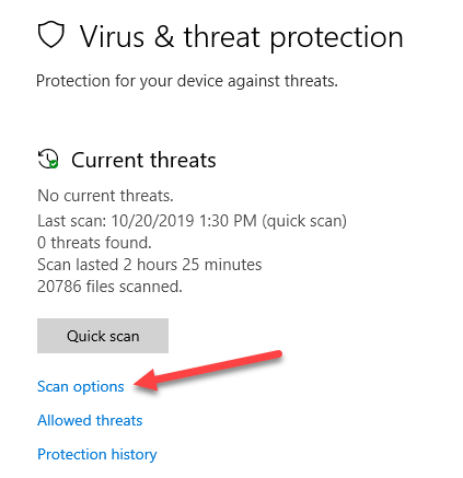 Select the option to perform a full system scan.
Wait for the scan to complete and follow any prompts to remove any detected threats or viruses.