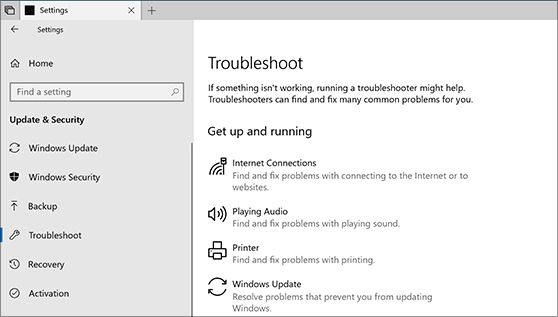 Select "Troubleshoot".
Select "Windows Update".