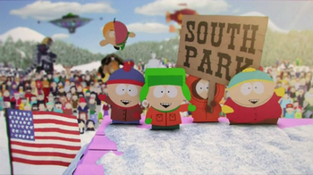 South Park characters running in the background.