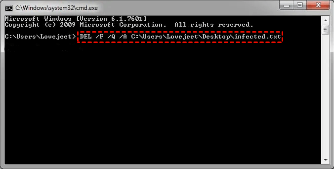 Step 9: Use the del command followed by the iscsicpl.exe filename to delete the file
Step 10: If the file still cannot be deleted, boot your computer into Safe Mode