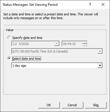 System file status message