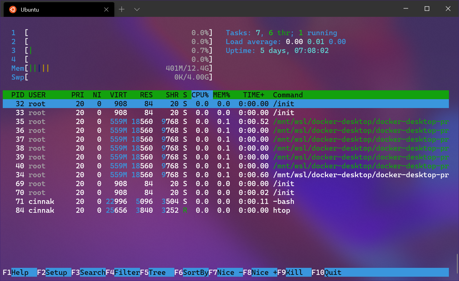 Terminal or command prompt window