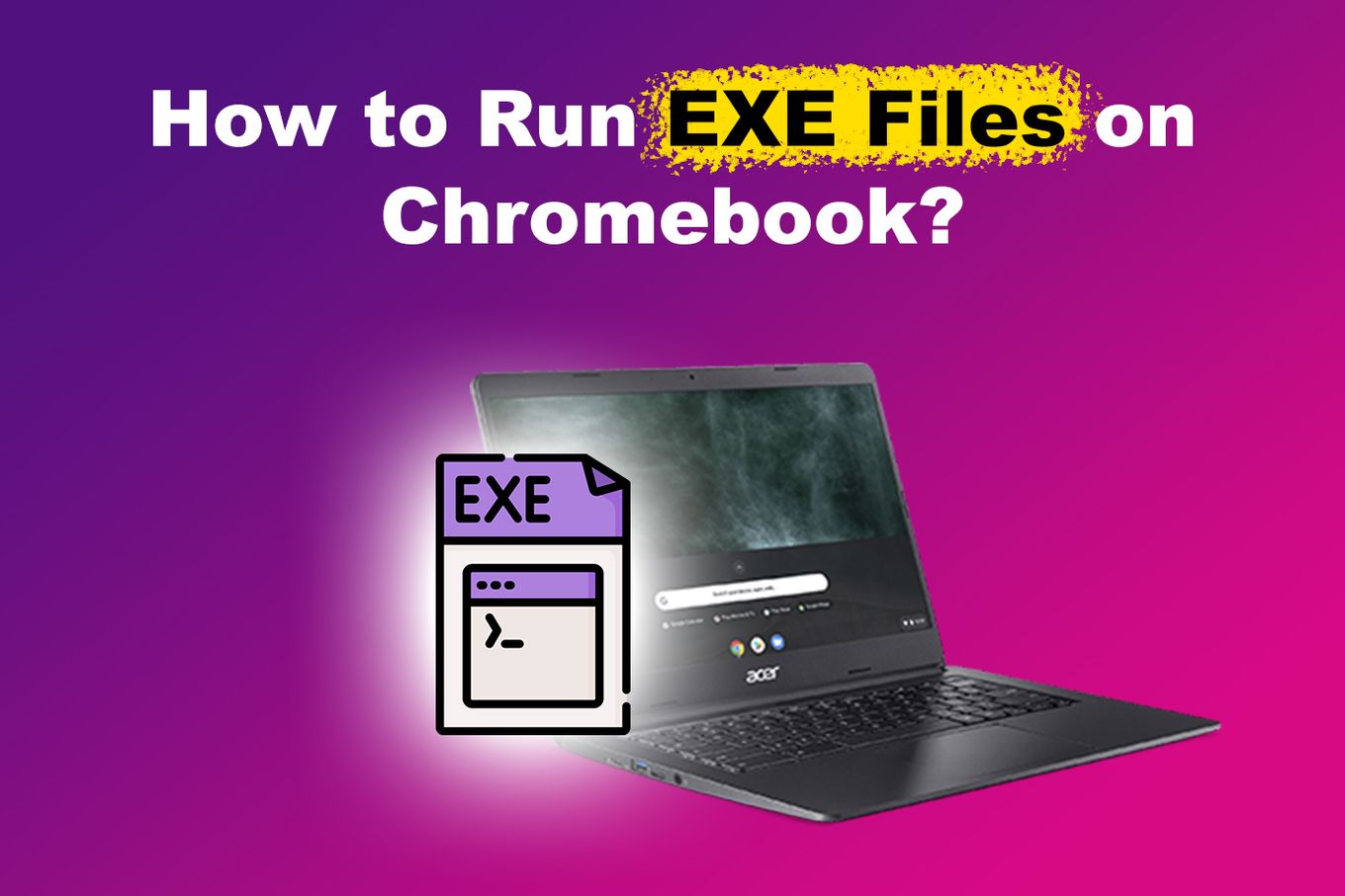 Trying to run an EXE file directly on Chromebook without any emulator or software.
Assuming all EXE files are compatible with Chromebook, which is not true as Chromebook uses a different operating system.