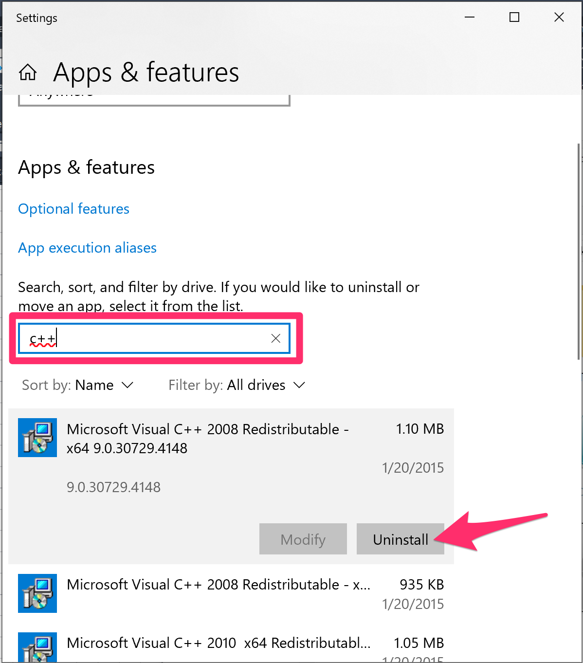 Uninstall the existing Visual C++ Redistributable packages.
Download the latest versions from the official Microsoft website.