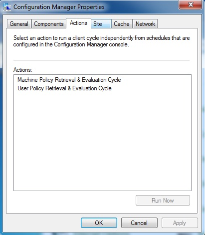 Verify that the Configuration Manager client service is set to start automatically.
Use the Configuration Manager Control Panel to repair the client installation.