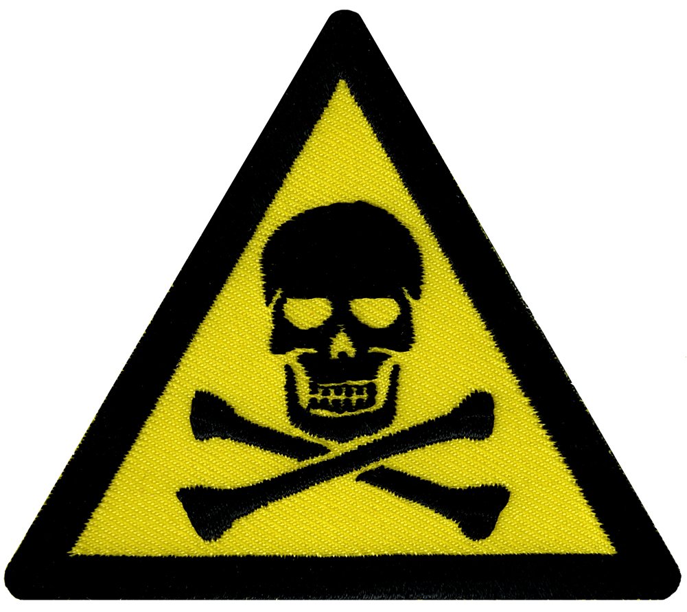 Warning sign with a computer and a skull symbol