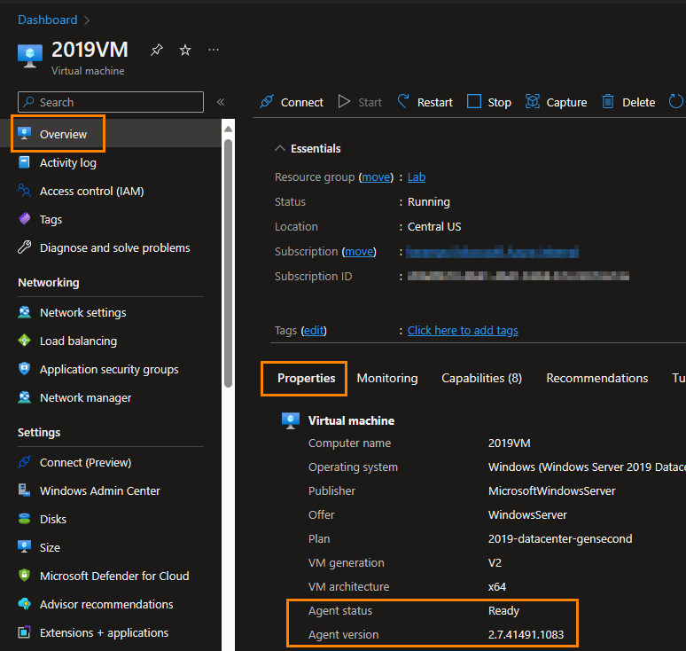 Windows Azure Guest Agent troubleshooting interface