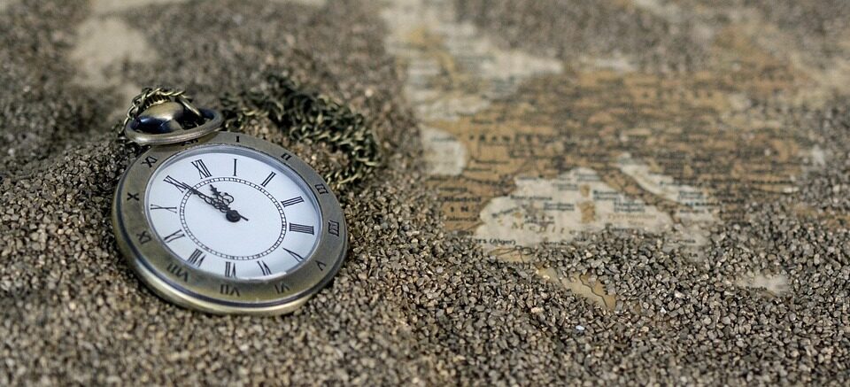 clock with arrows indicating future
