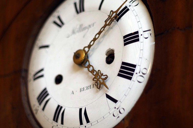 Close-up of a vintage analog clock face