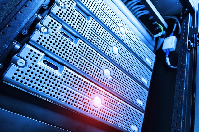 Server hardware mounted inside a server rack chassis