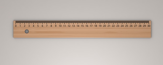 A wooden ruler with centimeter markings