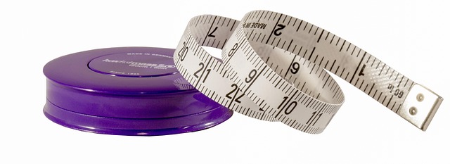 A purple retractable measuring tape